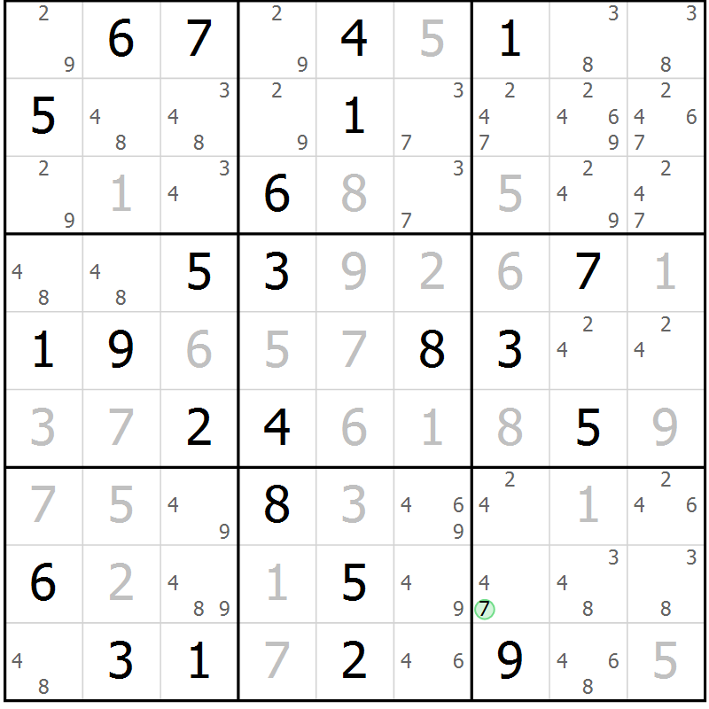 Position des candidats pour la solution de la Gr 61 page 63 du magazine de sudoku SUDOKU EXPERT n° 022