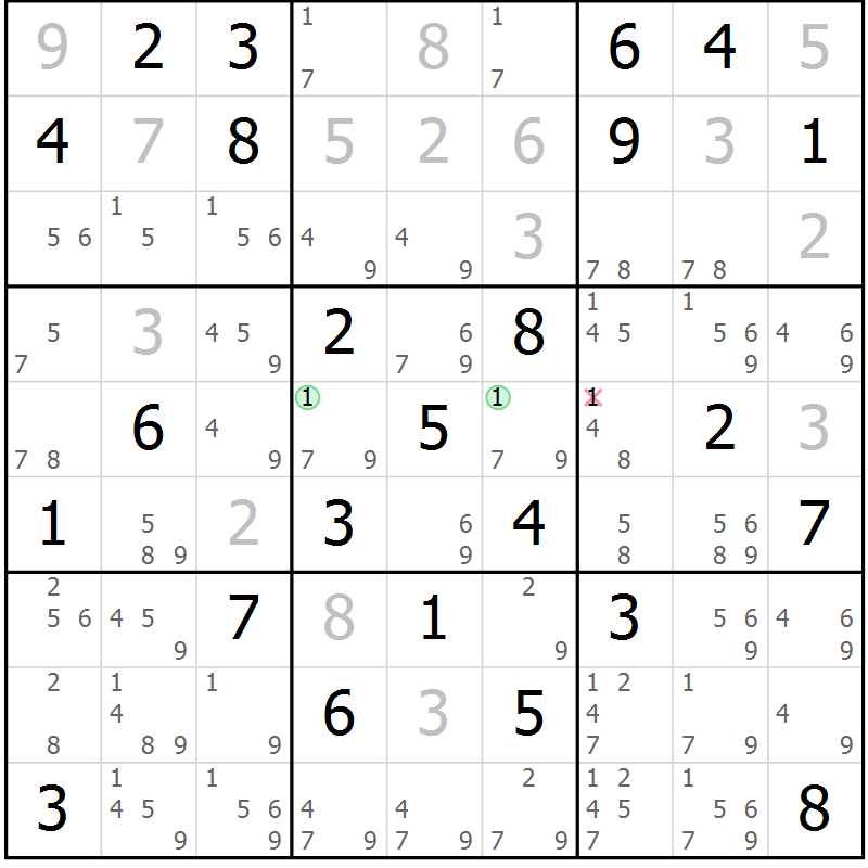 Position des candidats pour la solution de la Gr 62 page 64 du magazine de sudoku SUDOKU EXPERT n° 022