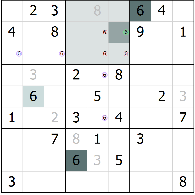Position des candidats pour la solution de la Gr 62 page 64 du magazine de sudoku SUDOKU EXPERT n° 022