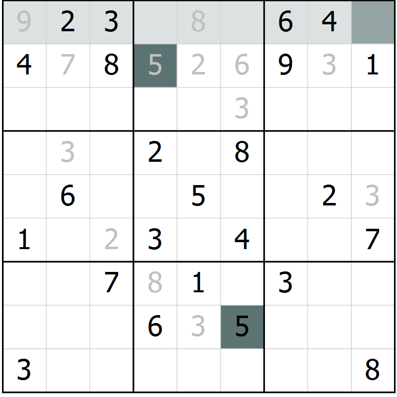 Position des candidats pour la solution de la Gr 62 page 64 du magazine de sudoku SUDOKU EXPERT n° 022