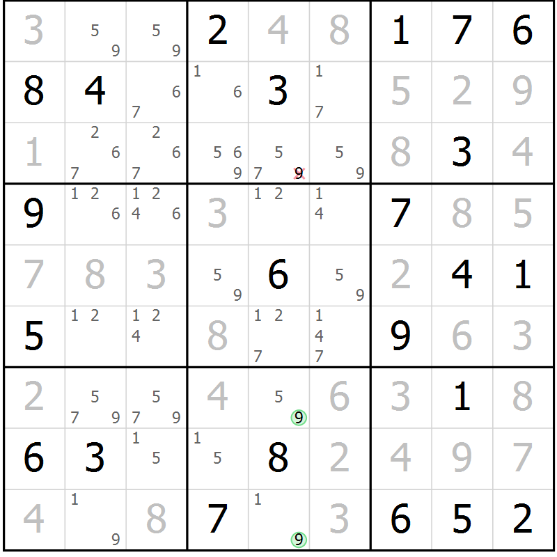 Position des candidats pour la solution de la Gr 63 page 65 du magazine de sudoku SUDOKU EXPERT n° 022