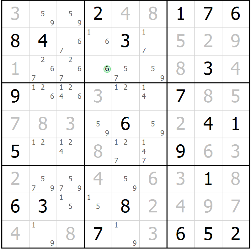 Position des candidats pour la solution de la Gr 63 page 65 du magazine de sudoku SUDOKU EXPERT n° 022