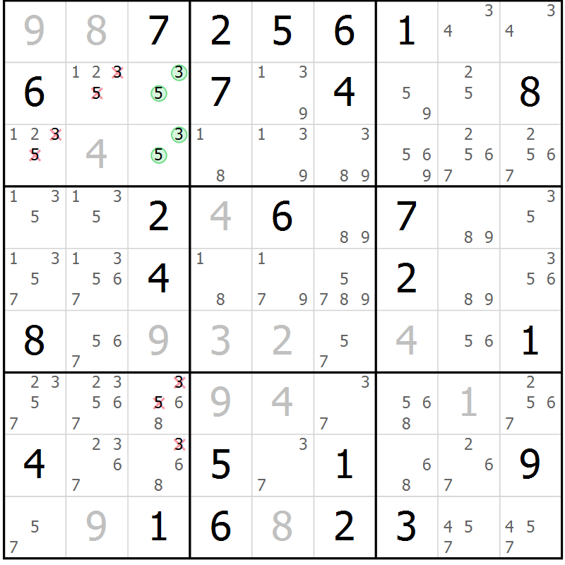 Position des candidats pour la solution de la Gr 64 page 66 du magazine de sudoku SUDOKU EXPERT n° 022