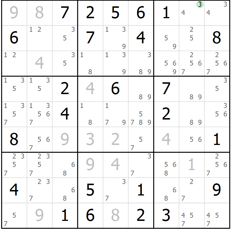 Position des candidats pour la solution de la Gr 64 page 66 du magazine de sudoku SUDOKU EXPERT n° 022