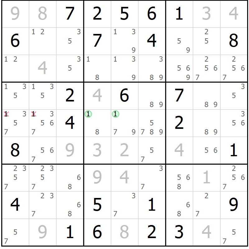 Position des candidats pour la solution de la Gr 64 page 66 du magazine de sudoku SUDOKU EXPERT n° 022