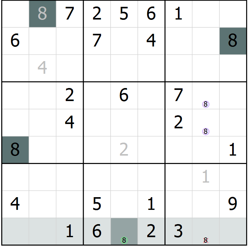 Position des candidats pour la solution de la Gr 64 page 66 du magazine de sudoku SUDOKU EXPERT n° 022