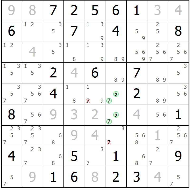 Position des candidats pour la solution de la Gr 64 page 66 du magazine de sudoku SUDOKU EXPERT n° 022