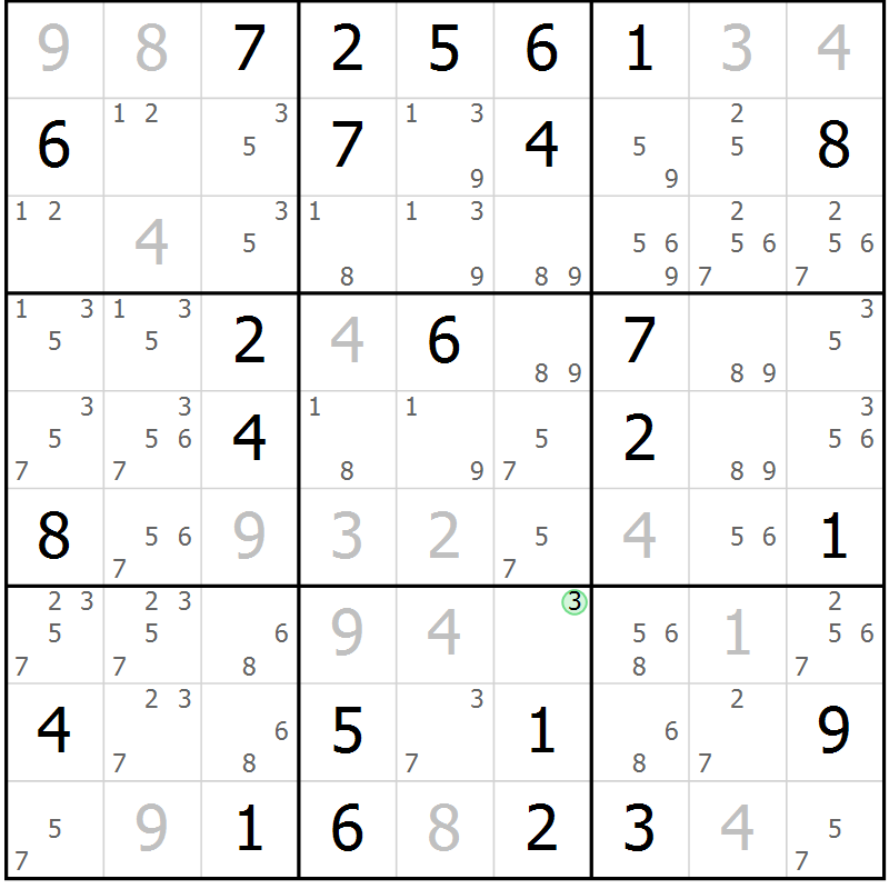 Position des candidats pour la solution de la Gr 64 page 66 du magazine de sudoku SUDOKU EXPERT n° 022