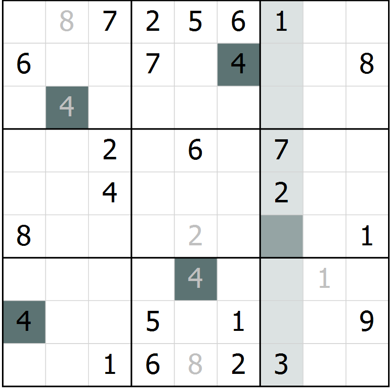 Position des candidats pour la solution de la Gr 64 page 66 du magazine de sudoku SUDOKU EXPERT n° 022