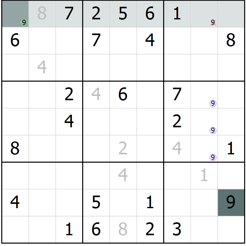Position des candidats pour la solution de la Gr 64 page 66 du magazine de sudoku SUDOKU EXPERT n° 022