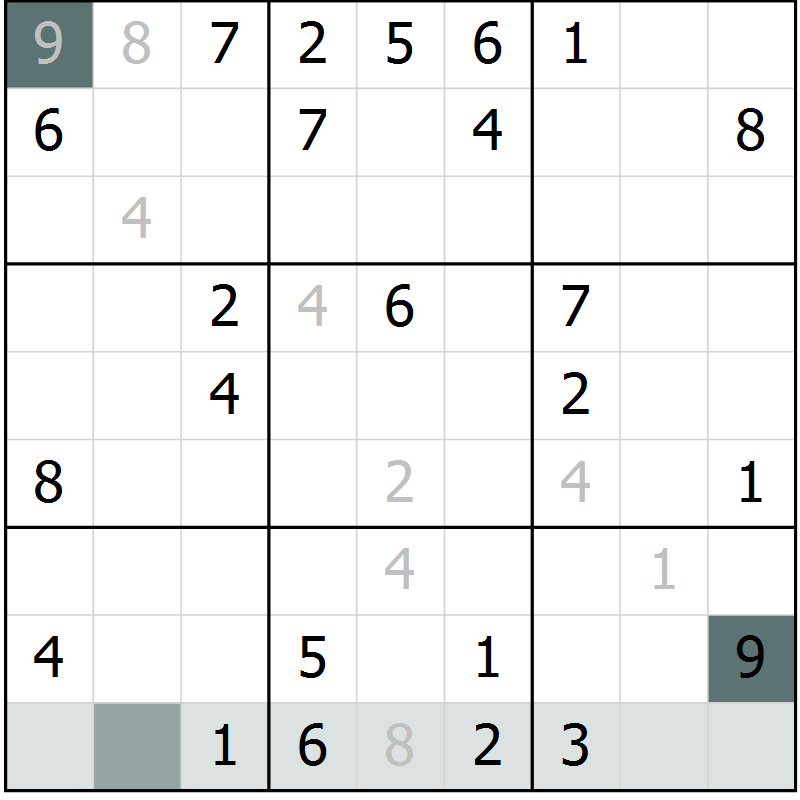 Position des candidats pour la solution de la Gr 64 page 66 du magazine de sudoku SUDOKU EXPERT n° 022