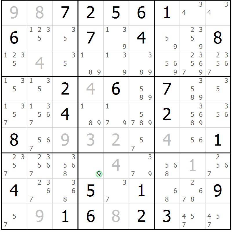 Position des candidats pour la solution de la Gr 64 page 66 du magazine de sudoku SUDOKU EXPERT n° 022