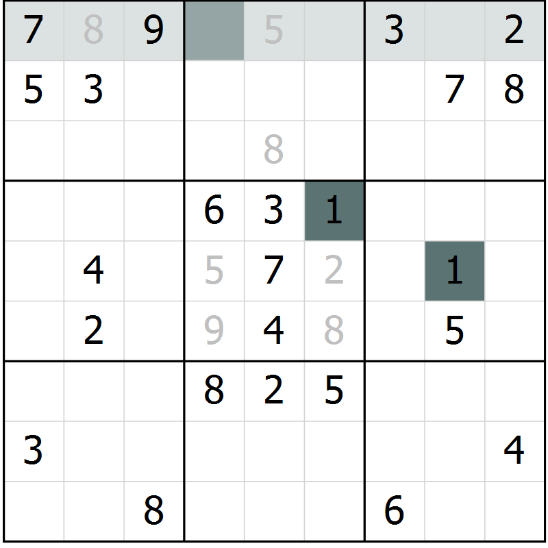Position des candidats pour la solution de la Gr 65 page 67 du magazine de sudoku SUDOKU EXPERT n° 022