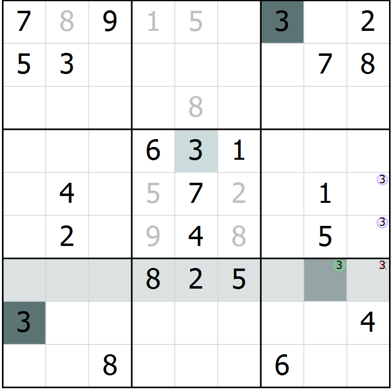 Position des candidats pour la solution de la Gr 65 page 67 du magazine de sudoku SUDOKU EXPERT n° 022