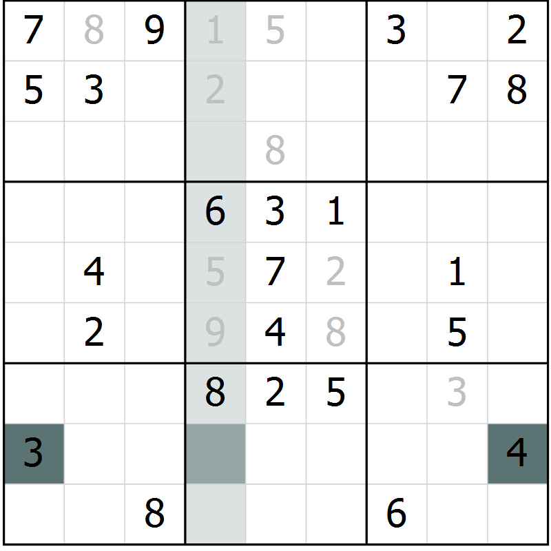 Position des candidats pour la solution de la Gr 65 page 67 du magazine de sudoku SUDOKU EXPERT n° 022