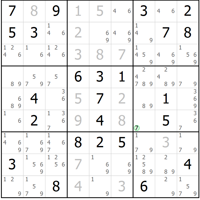 Position des candidats pour la solution de la Gr 65 page 67 du magazine de sudoku SUDOKU EXPERT n° 022