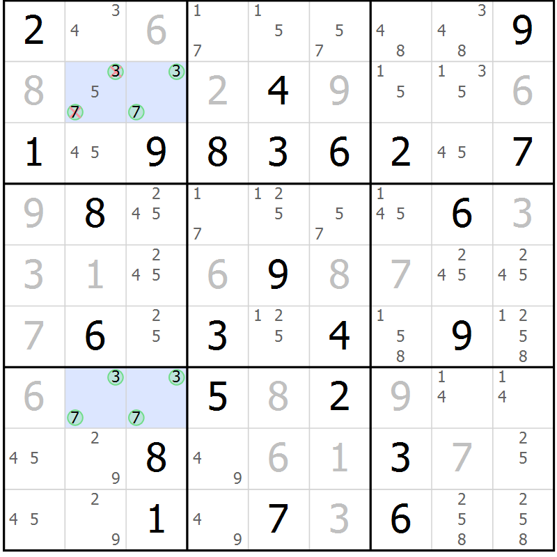Position des candidats pour la solution de la Gr 66 page 68 du magazine de sudoku SUDOKU EXPERT n° 022