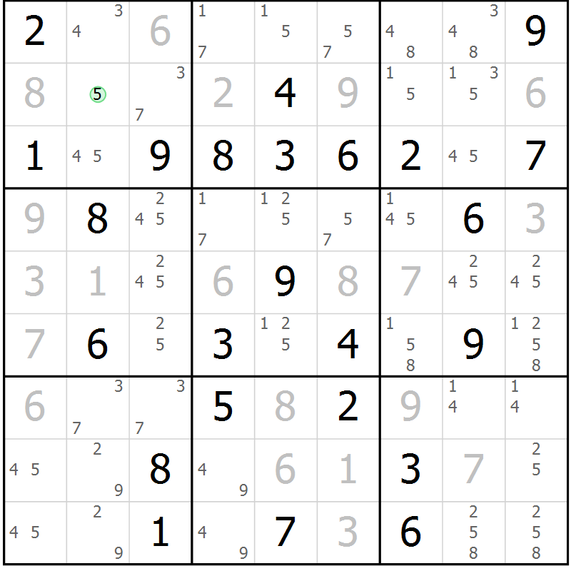 Position des candidats pour la solution de la Gr 66 page 68 du magazine de sudoku SUDOKU EXPERT n° 022