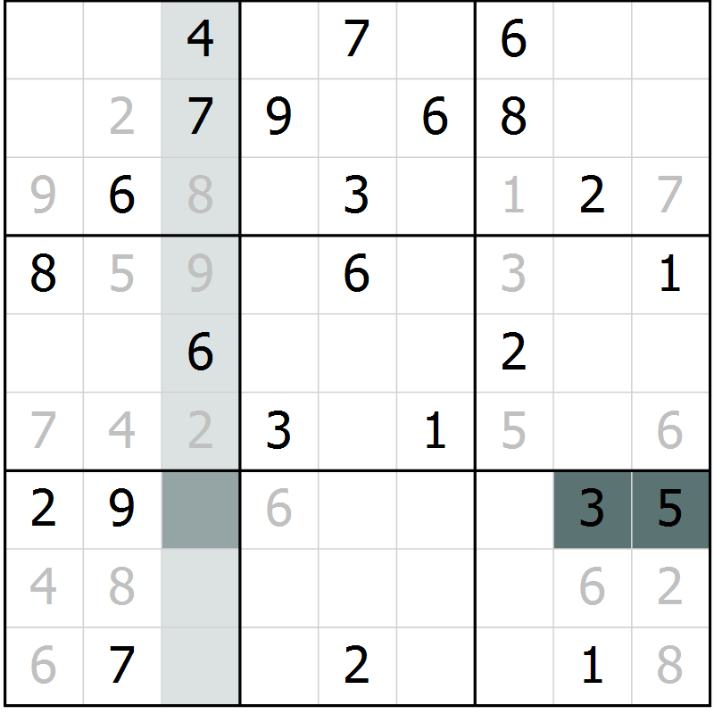 Position des candidats pour la solution de la Gr 68 page 70 du magazine de sudoku SUDOKU EXPERT n° 022