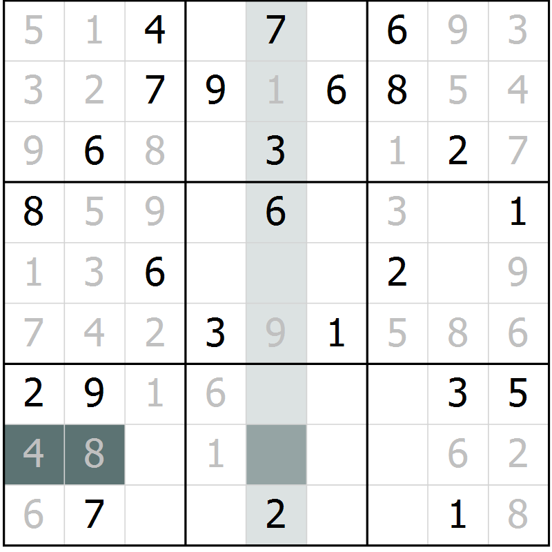 Position des candidats pour la solution de la Gr 68 page 70 du magazine de sudoku SUDOKU EXPERT n° 022