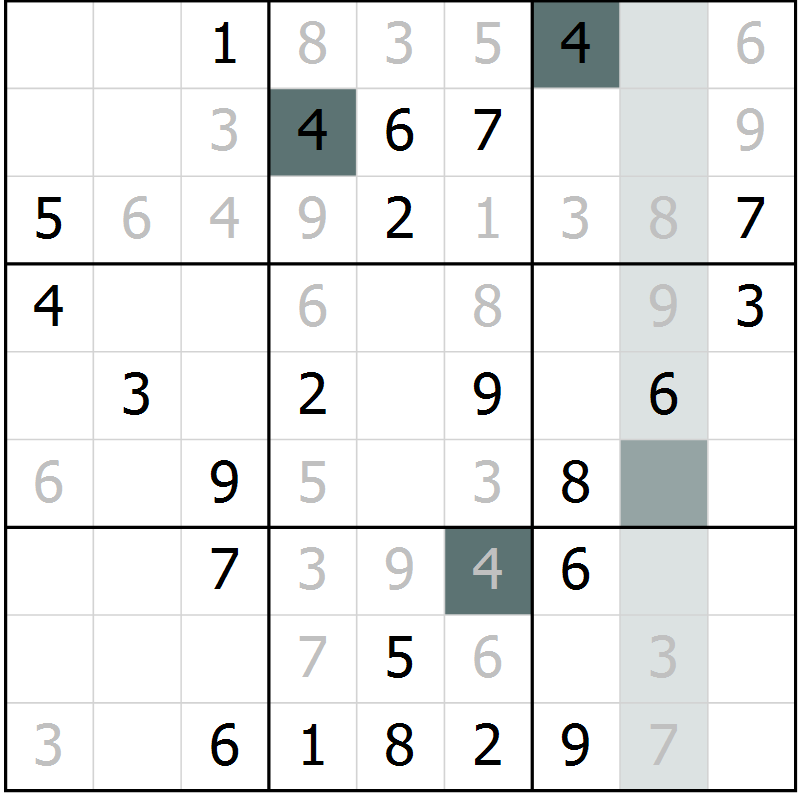 Position des candidats pour la solution de la Gr 69 page 71 du magazine de sudoku SUDOKU EXPERT n° 022