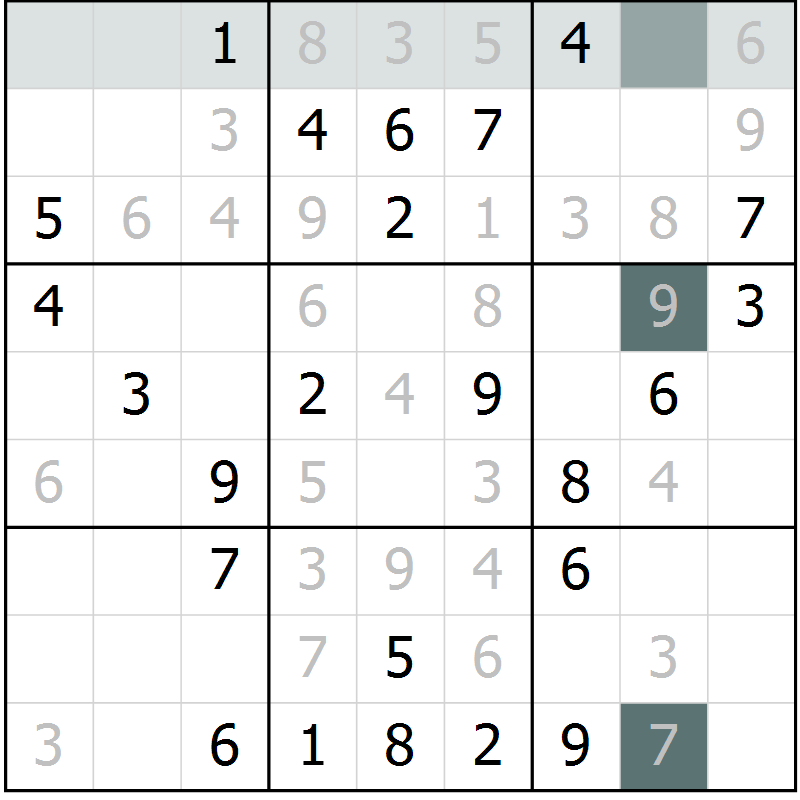 Position des candidats pour la solution de la Gr 69 page 71 du magazine de sudoku SUDOKU EXPERT n° 022