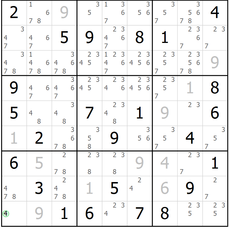 Position des candidats pour la solution de la Gr 70 page 72 du magazine de sudoku SUDOKU EXPERT n° 022