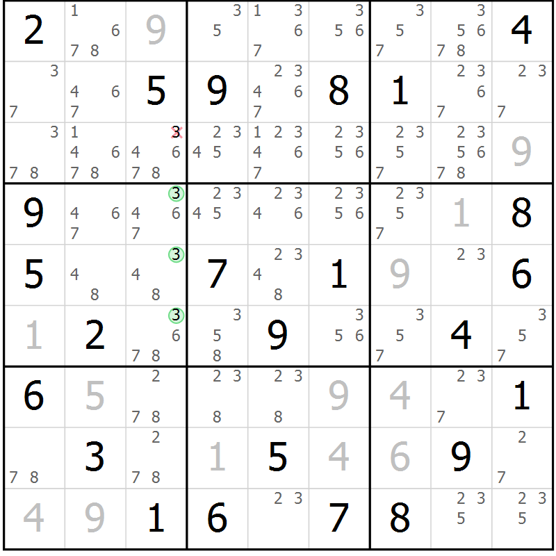Position des candidats pour la solution de la Gr 70 page 72 du magazine de sudoku SUDOKU EXPERT n° 022