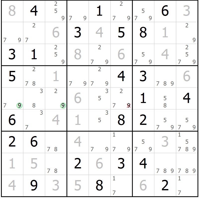Position des candidats pour la solution de la Gr 71 page 73 du magazine de sudoku SUDOKU EXPERT n° 022