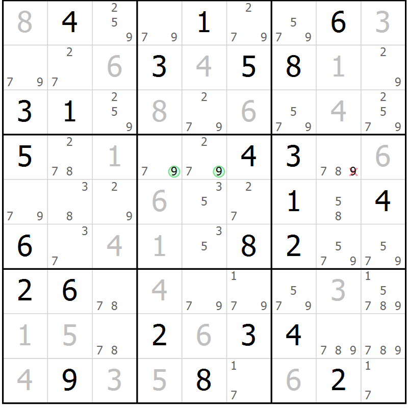 Position des candidats pour la solution de la Gr 71 page 73 du magazine de sudoku SUDOKU EXPERT n° 022