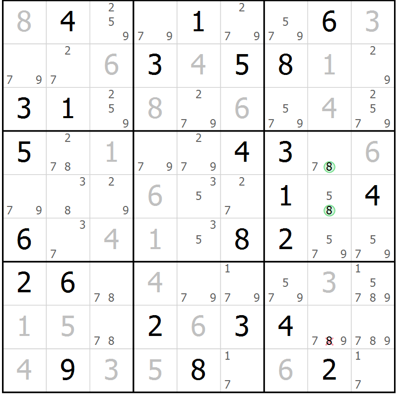Position des candidats pour la solution de la Gr 71 page 73 du magazine de sudoku SUDOKU EXPERT n° 022