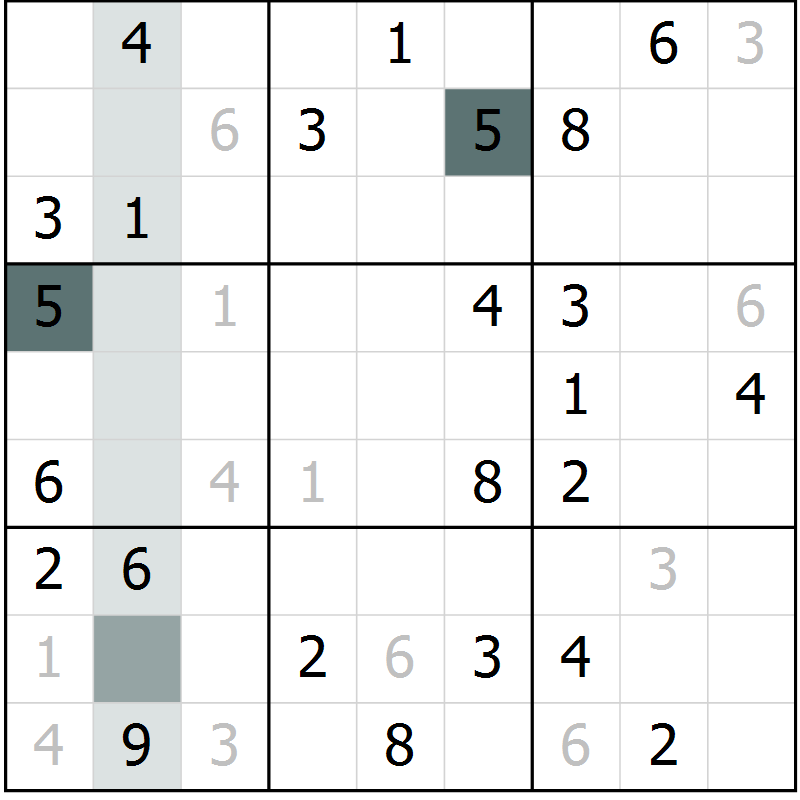 Position des candidats pour la solution de la Gr 71 page 73 du magazine de sudoku SUDOKU EXPERT n° 022