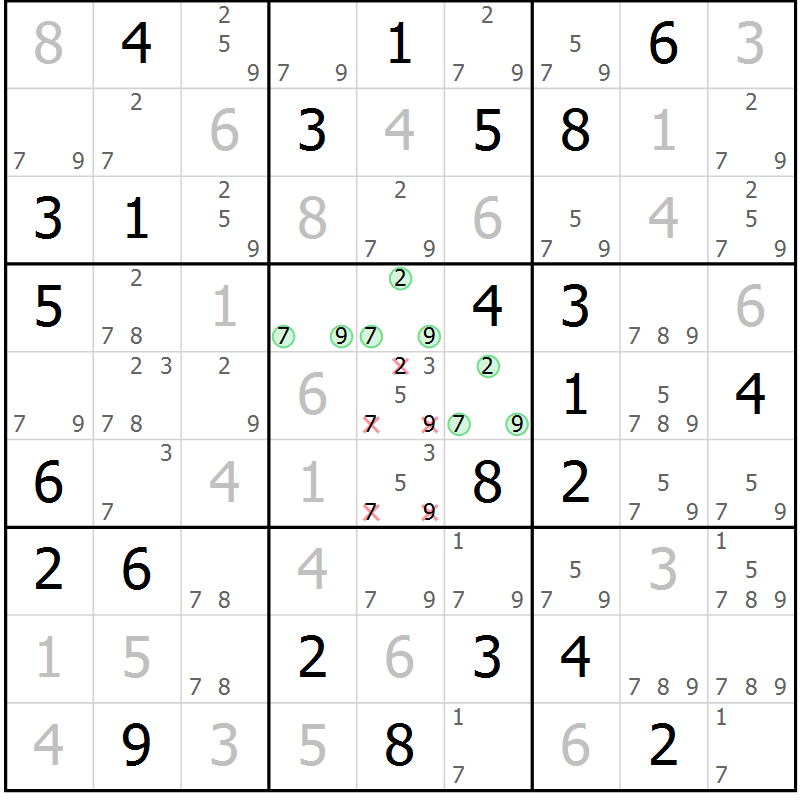 Position des candidats pour la solution de la Gr 71 page 73 du magazine de sudoku SUDOKU EXPERT n° 022