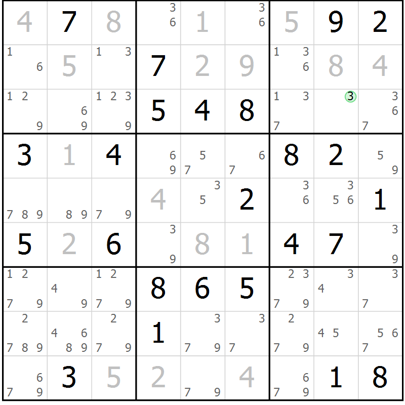 Position des candidats pour la solution de la Gr 73 page 75 du magazine de sudoku SUDOKU EXPERT n° 022
