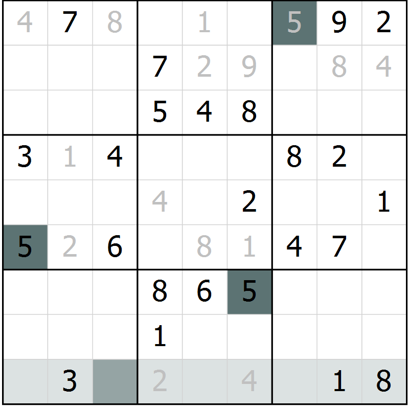 Position des candidats pour la solution de la Gr 73 page 75 du magazine de sudoku SUDOKU EXPERT n° 022