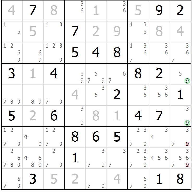 Position des candidats pour la solution de la Gr 73 page 75 du magazine de sudoku SUDOKU EXPERT n° 022