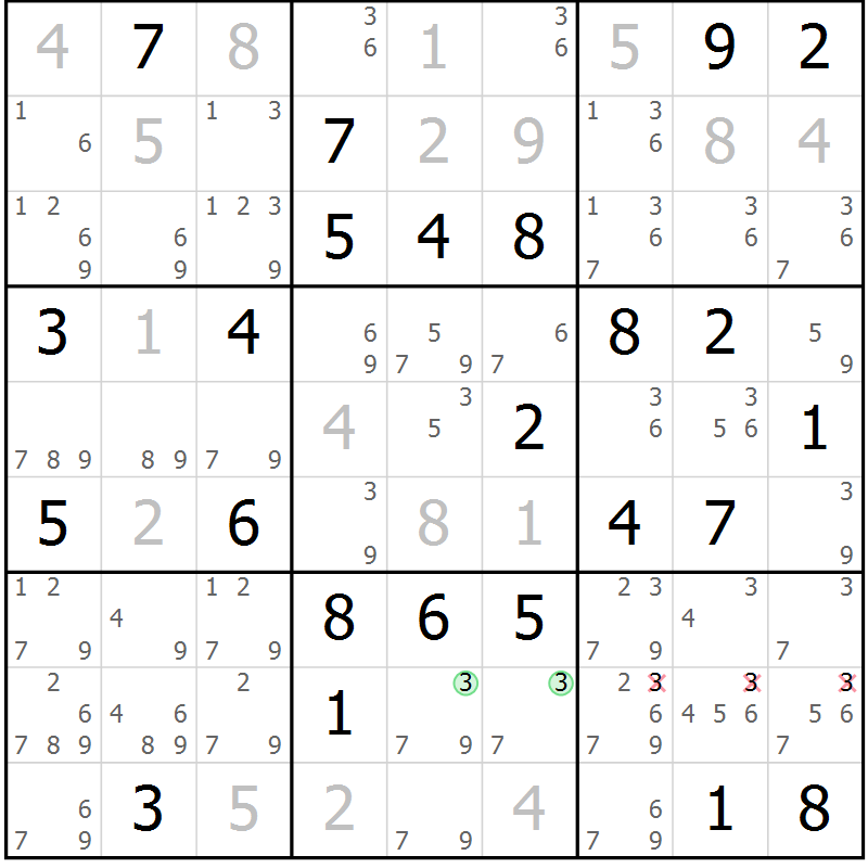 Position des candidats pour la solution de la Gr 73 page 75 du magazine de sudoku SUDOKU EXPERT n° 022