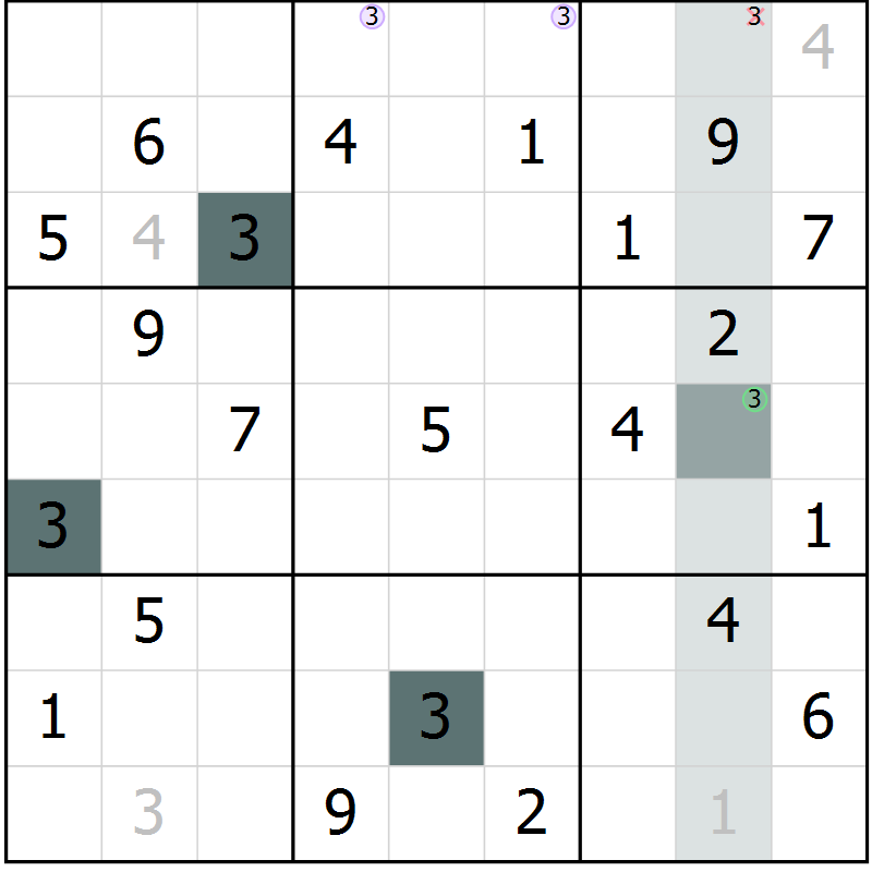 Position des candidats pour la solution de la Gr 8 page 10 du magazine de sudoku SUDOKU EXPERT n° 022