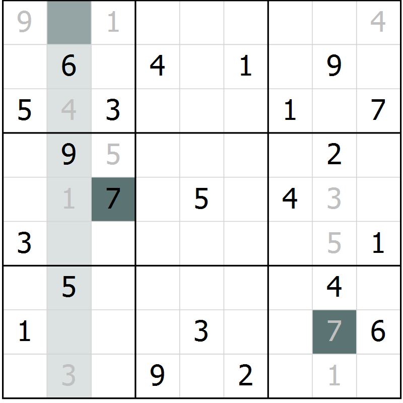 Position des candidats pour la solution de la Gr 8 page 10 du magazine de sudoku SUDOKU EXPERT n° 022