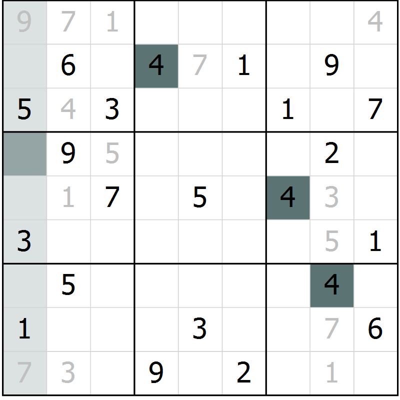 Position des candidats pour la solution de la Gr 8 page 10 du magazine de sudoku SUDOKU EXPERT n° 022