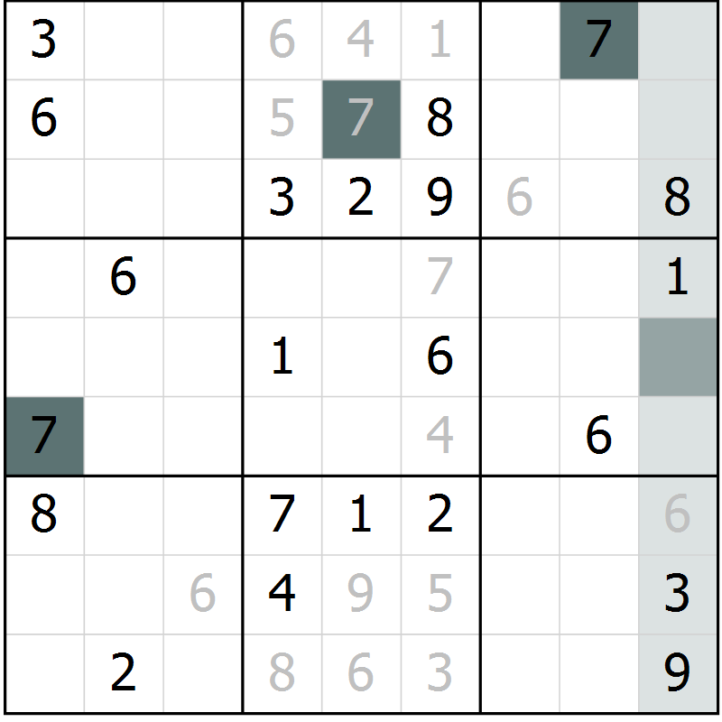 Position des candidats pour la solution de la Gr 9 page 11 du magazine de sudoku SUDOKU EXPERT n° 022