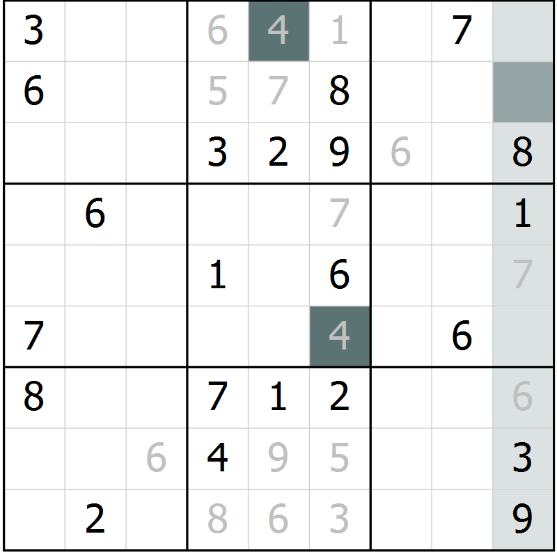 Position des candidats pour la solution de la Gr 9 page 11 du magazine de sudoku SUDOKU EXPERT n° 022