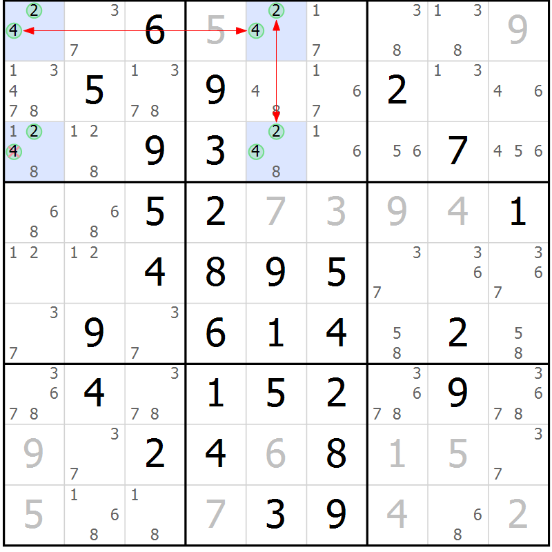 Position des candidats pour la solution de la Gr 10 page 13 du magazine de sudoku Maestro n° 085