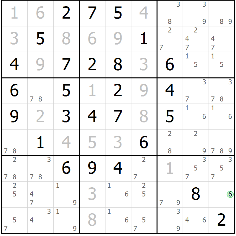 Position des candidats pour la solution de la Gr 11 page 14 du magazine de sudoku Maestro n° 085