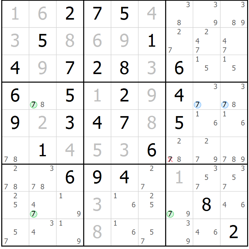 Position des candidats pour la solution de la Gr 11 page 14 du magazine de sudoku Maestro n° 085