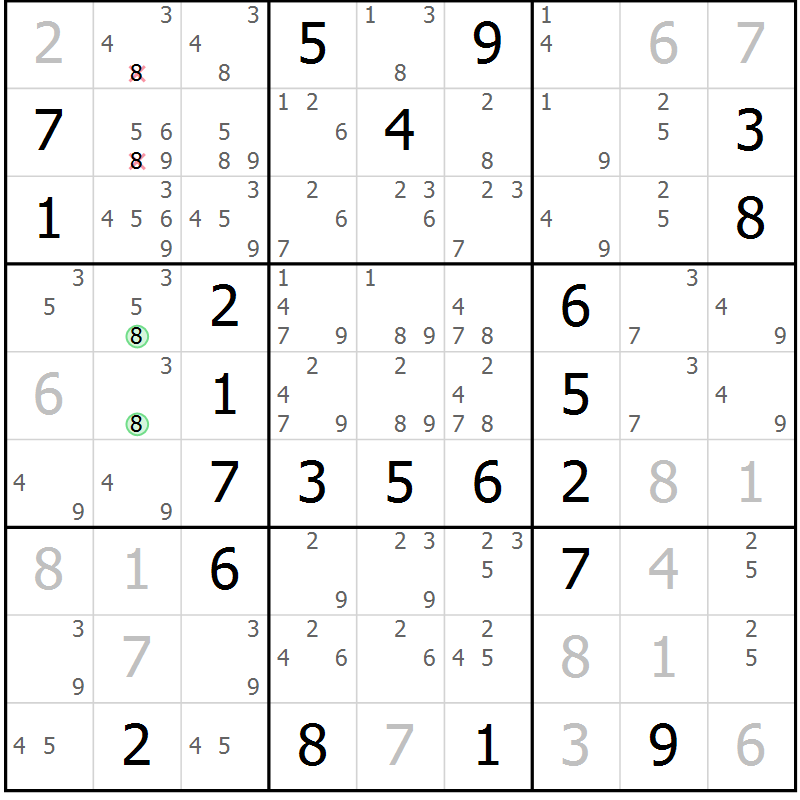 Position des candidats pour la solution de la Gr 12 page 15 du magazine de sudoku Maestro n° 085