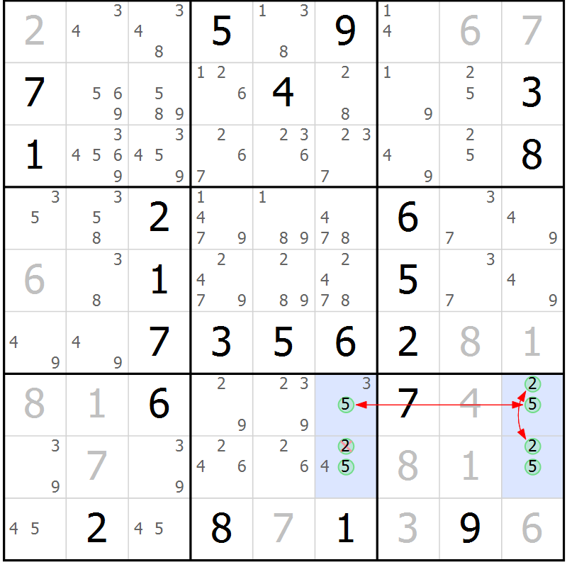 Position des candidats pour la solution de la Gr 12 page 15 du magazine de sudoku Maestro n° 085
