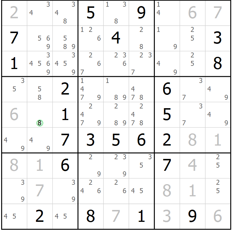 Position des candidats pour la solution de la Gr 12 page 15 du magazine de sudoku Maestro n° 085