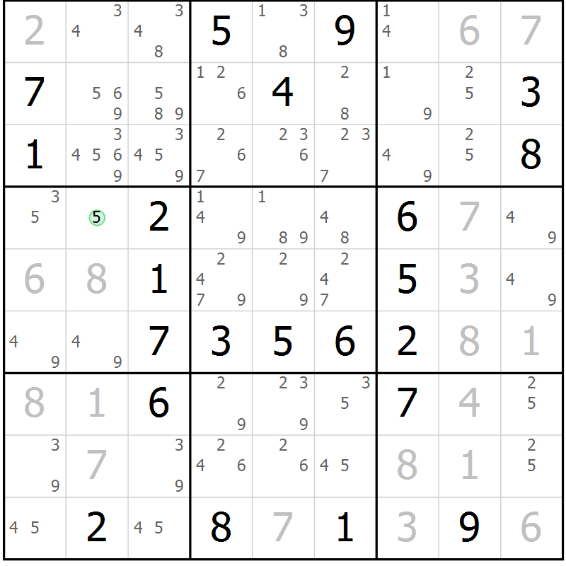 Position des candidats pour la solution de la Gr 12 page 15 du magazine de sudoku Maestro n° 085