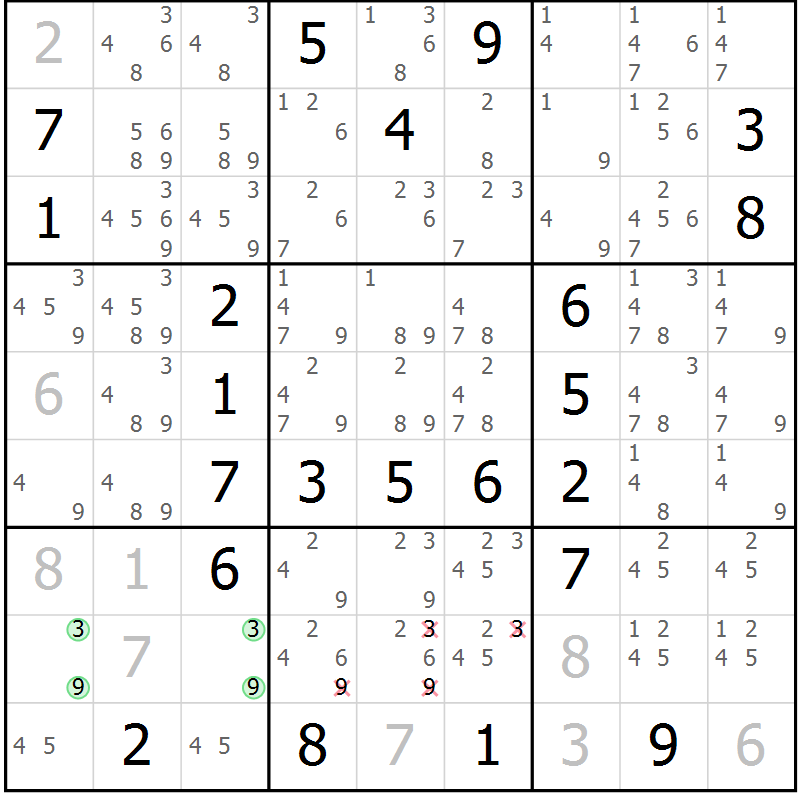 Position des candidats pour la solution de la Gr 12 page 15 du magazine de sudoku Maestro n° 085
